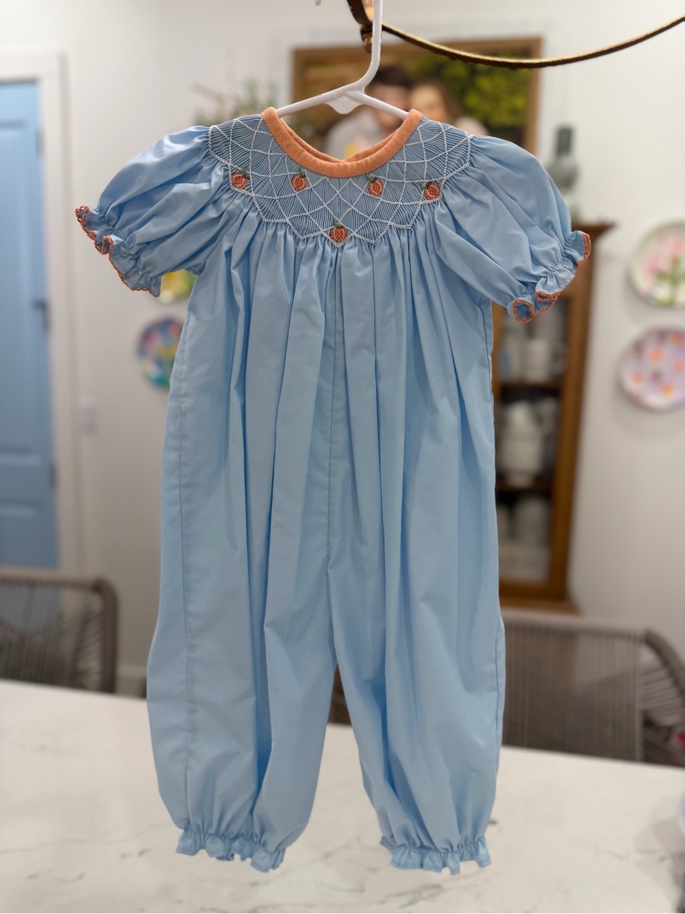 Zuccini Kids Classic Blue Smocked Bubble Romper